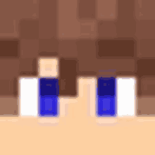 a close up of a minecraft character 's face with blue and white stripes .