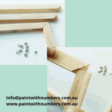 a picture of a wooden frame with the website paintwithnumbers.com.au underneath it