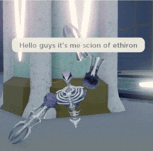 a cartoon skeleton says hello guys it 's me sion of ethiron