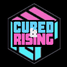 a logo that says cured and rising in red and white