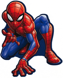 a drawing of a spider man kneeling down