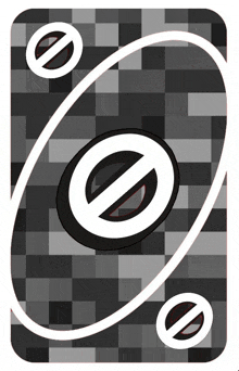 a black and white uno card with a white circle in the center