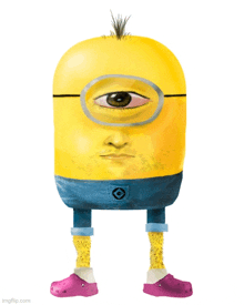 a drawing of a minion with a mohawk and glasses