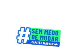 a blue and green logo that says sem medo de mudar
