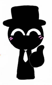 a silhouette of a man wearing a top hat and tie is giving a thumbs up .