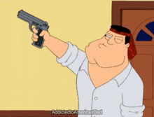 a cartoon of a man holding a gun with the words just so you know i had the shot