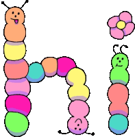 the letter h is made up of colorful caterpillars with faces