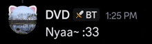 a black background with a picture of a lake and the words dvd bt and nyaa-33