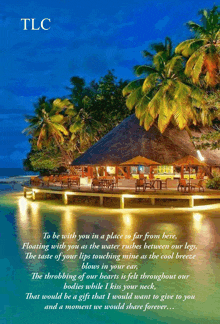 a picture of a tropical island with a poem written on it