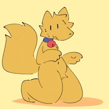 a cartoon drawing of a fox with a bell around its neck