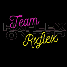 a neon sign that says team foxflex on top reflex on a black background