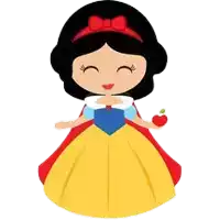 a little girl in a snow white dress is holding an apple in her hand .