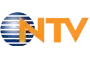 a logo for ntv with a blue and orange globe