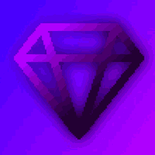 a pixel art of a diamond with a purple background