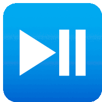 a blue app icon with a white arrow and two white lines