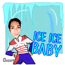 a cartoon of a person with the words ice ice baby written on it