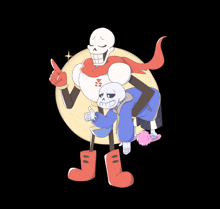 a drawing of papyrus carrying sans on his back