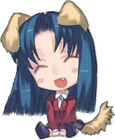 a chibi girl with blue hair and dog ears