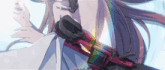 a drawing of a girl holding a gun with the word tumblr in the upper left corner