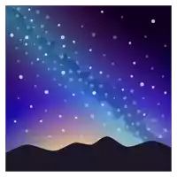 a painting of a night sky with stars and mountains in the foreground