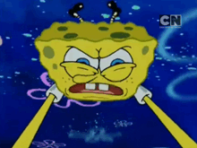 a cartoon of spongebob with the cn logo in the corner
