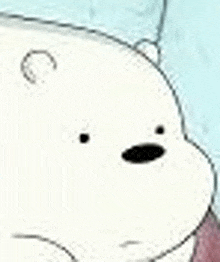 a close up of a polar bear from the we bare bears cartoon .