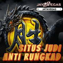 an advertisement for situs judi anti rungkad with a dragon