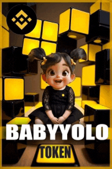 a baby in a black dress is on a baby yolo token card