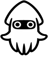 a black and white drawing of an squid with eyes