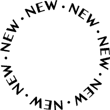 a black and white circle with the words new written inside of it