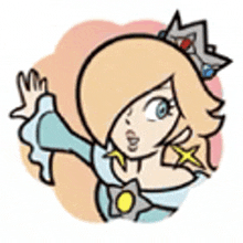 a cartoon drawing of princess rosalina wearing a crown and a star .