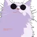 a purple cat wearing black sunglasses on a white background .