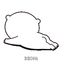 a drawing of a bear laying on its back with the word beom below it .