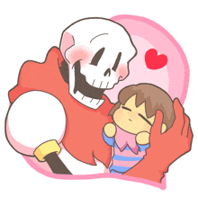 a cartoon drawing of a skeleton holding a little girl