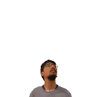 a man is looking up at the number 19 surrounded by stars