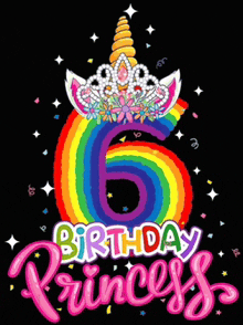 a birthday card for a girl with a unicorn and a rainbow