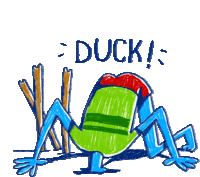 a drawing of a frog with the word duck written below it