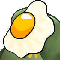 a cartoon drawing of an egg with a yellow center