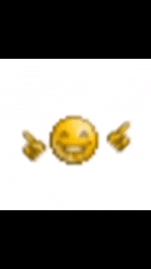 a pixelated smiley face with wings on a white background .