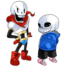 papyrus and sans are standing next to each other