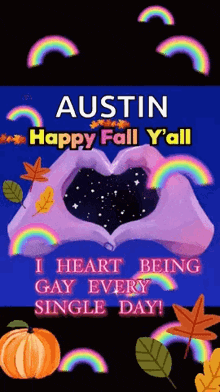 a poster that says " austin happy fall y'all "
