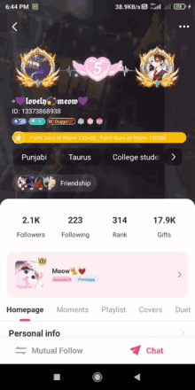 a screenshot of a person 's profile on a mobile phone