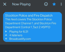 a text message from the stockton police and fire department