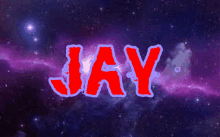 the name jay is displayed in red letters