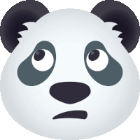 a panda bear 's face is shown with a sad look on its face