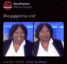 a tweet from glocktopickz shows a woman with glasses