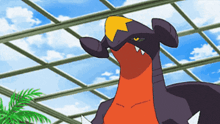 a cartoon drawing of a dragon with a yellow head