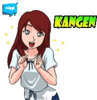 a cartoon of a girl with kangen written on the bottom