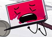 a cartoon drawing of a red box with a face that says ' i 'm sorry '