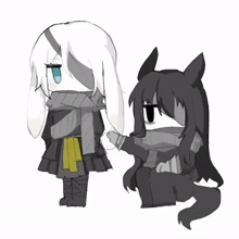 a black and white drawing of a girl and a dog